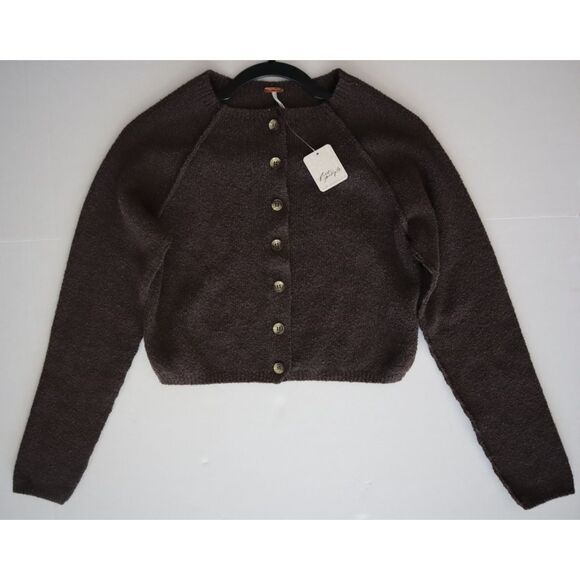 Free People OB2127408 Women's Sz XS Chocolate Brown Sydney Shrunken Cardigan - Picture 6 of 8